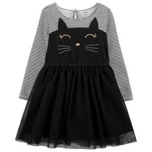 Black Cat Striped Dress